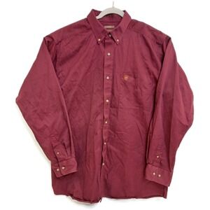 Ariat Shirt Mens Extra Large Maroon Fitted Button Down‎ Long Sleeve Western Logo